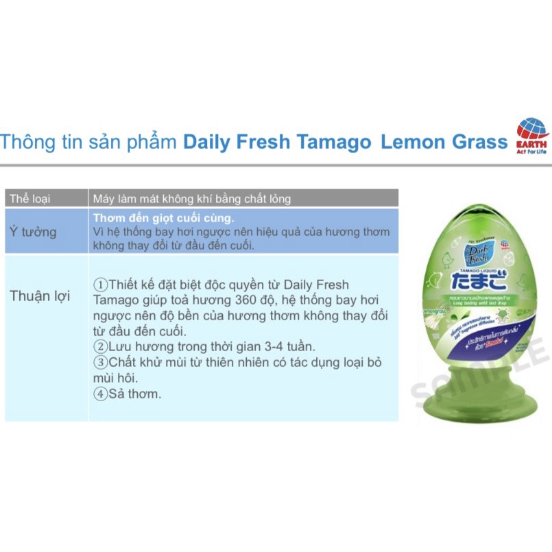 [HOT]Tinh Dầu Thơm Khử Mùi Daily Fresh Xả Thảo Dược 440ml Hình quả trứng đáng yêu trang trí làm thơm mát không gian/xe ô