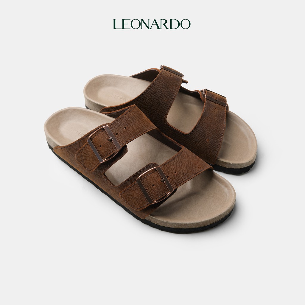 Dép Đế Trấu Quai Ngang Leonardo - August Sandal - Quai Da Sáp Cao Cấp Nhập Khẩu