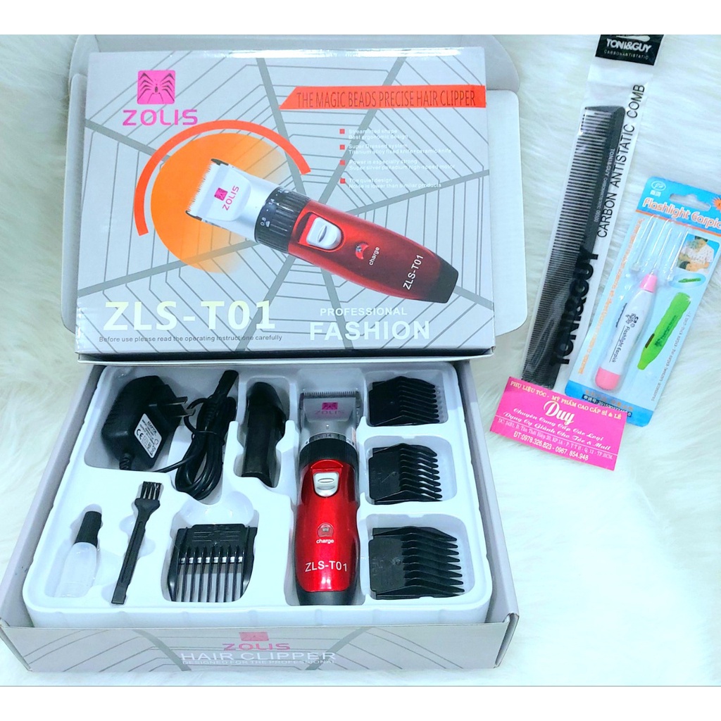 Tông Đơ Cắt Tóc Chuyên Nghiệp Không Dây Hàng Chuẩn Loại 1 ZOLIS ZLS - T01 + Tặng Kèm Lược Cắt Tóc & Set Móc Tai Có Đèn
