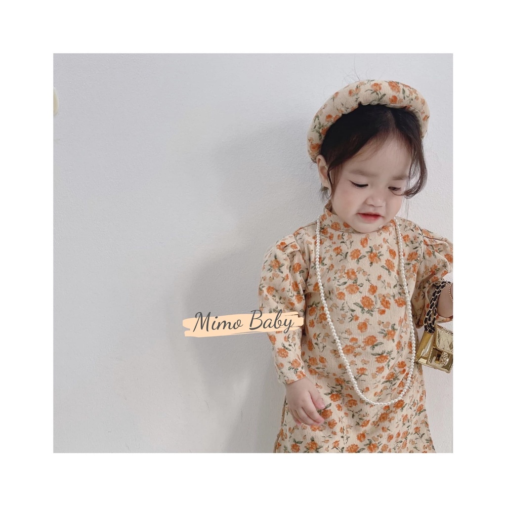 Áo dài nhung tăm hoa vàng cao cấp hàng thiết kế cho bé Mimo Baby AD07