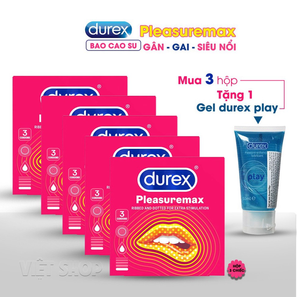 [Chính Hãng] Bao Cao Su Durex Pleasuremax Gân Gai Siêu Mỏng Hộp 12c - Dòng Bcs Cho Trải Nghiệm Cuộc Yêu Mới Lạ Tuyệt Vời