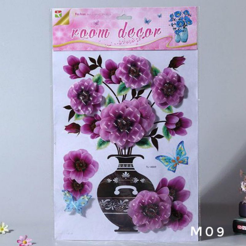 TRANH DÁN TƯỜNG 3D HÌNH BÌNH HOA SINH ĐỘNG