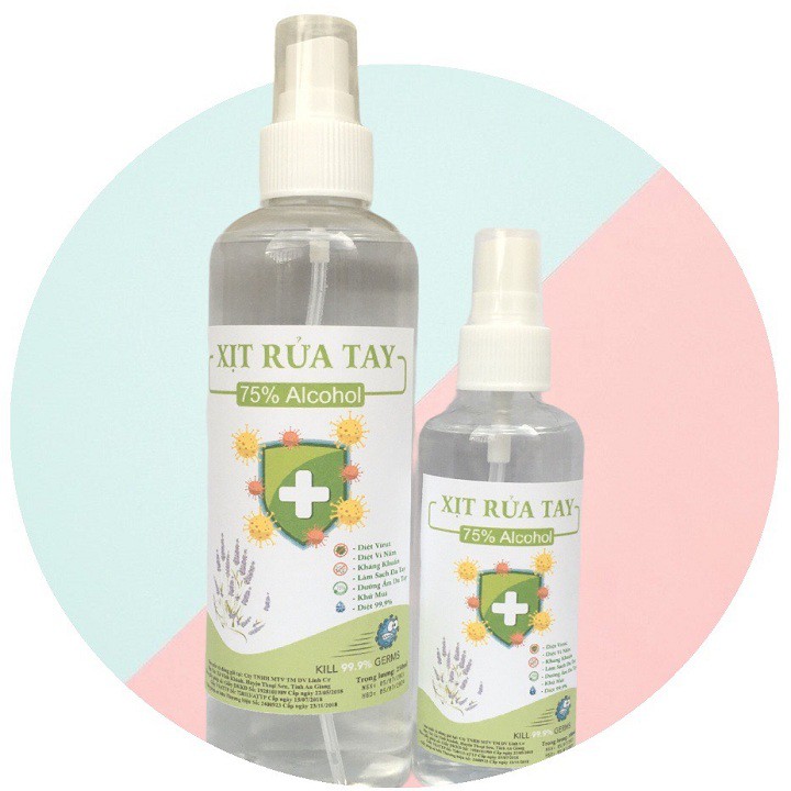 Chai 250ml Nước Rửa Tay Khô (xịt rửa tay) Lavender Kháng Khuẩn 99,9%, Dưỡng Ẩm Không Gây Khô Da