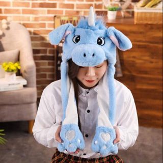Mũ gấu bóp hơi tai (kì lân xanh)