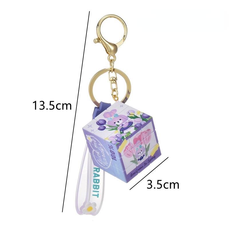 Móc Khóa Hình Khối Rubik / Thỏ Dailu Màu Tím Dễ Thương Sáng Tạo