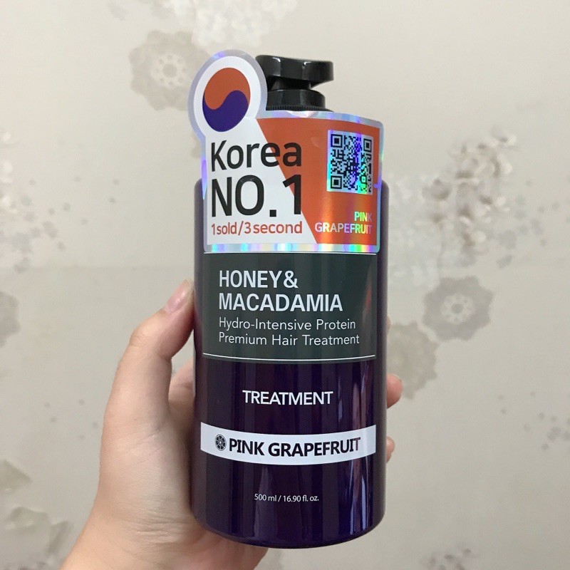 Kem Ủ Tóc Kundal Honey & Macadamia Hair Treatment Pink Grapefruit - Bưởi Hồng 500ml