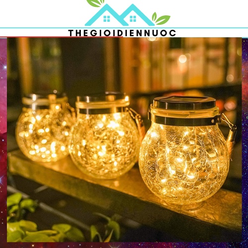 Đèn LED trang trí lọ thuỷ tinh năng lượng mặt trời, đèn LED decor quán cafe, phòng ngủ, không thấm nước, tuổi thọ cao