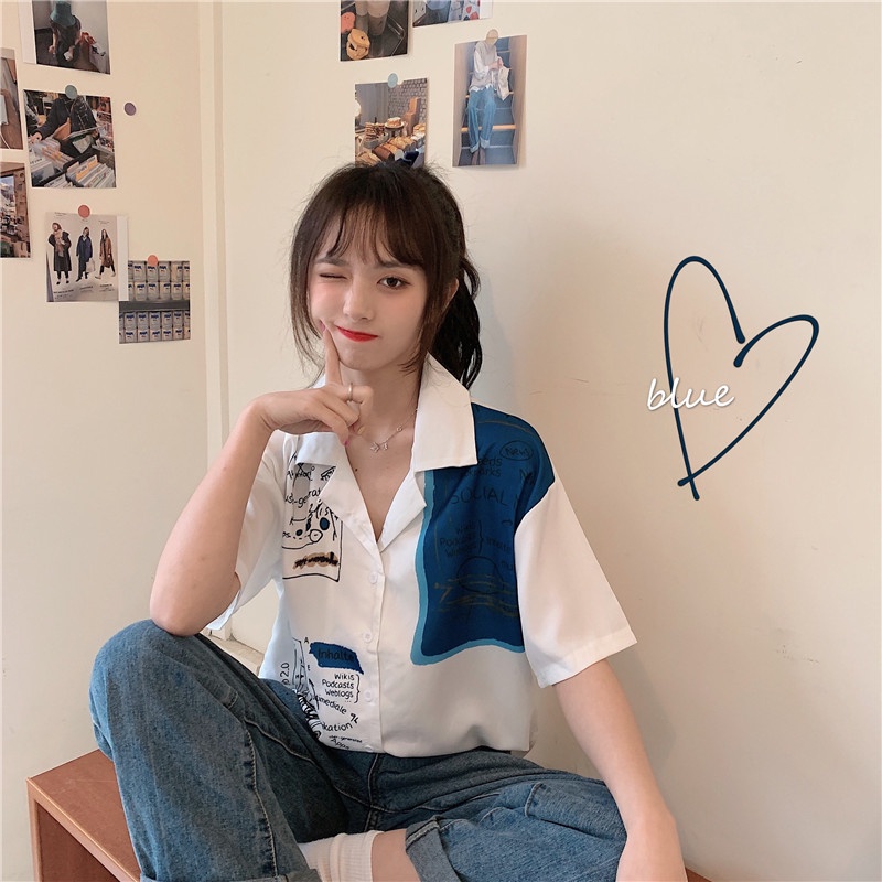 NRVP Áo Sơ Mi Dáng Rộng Thời Trang Hàn Quốc Cá Tính Cho Nữ