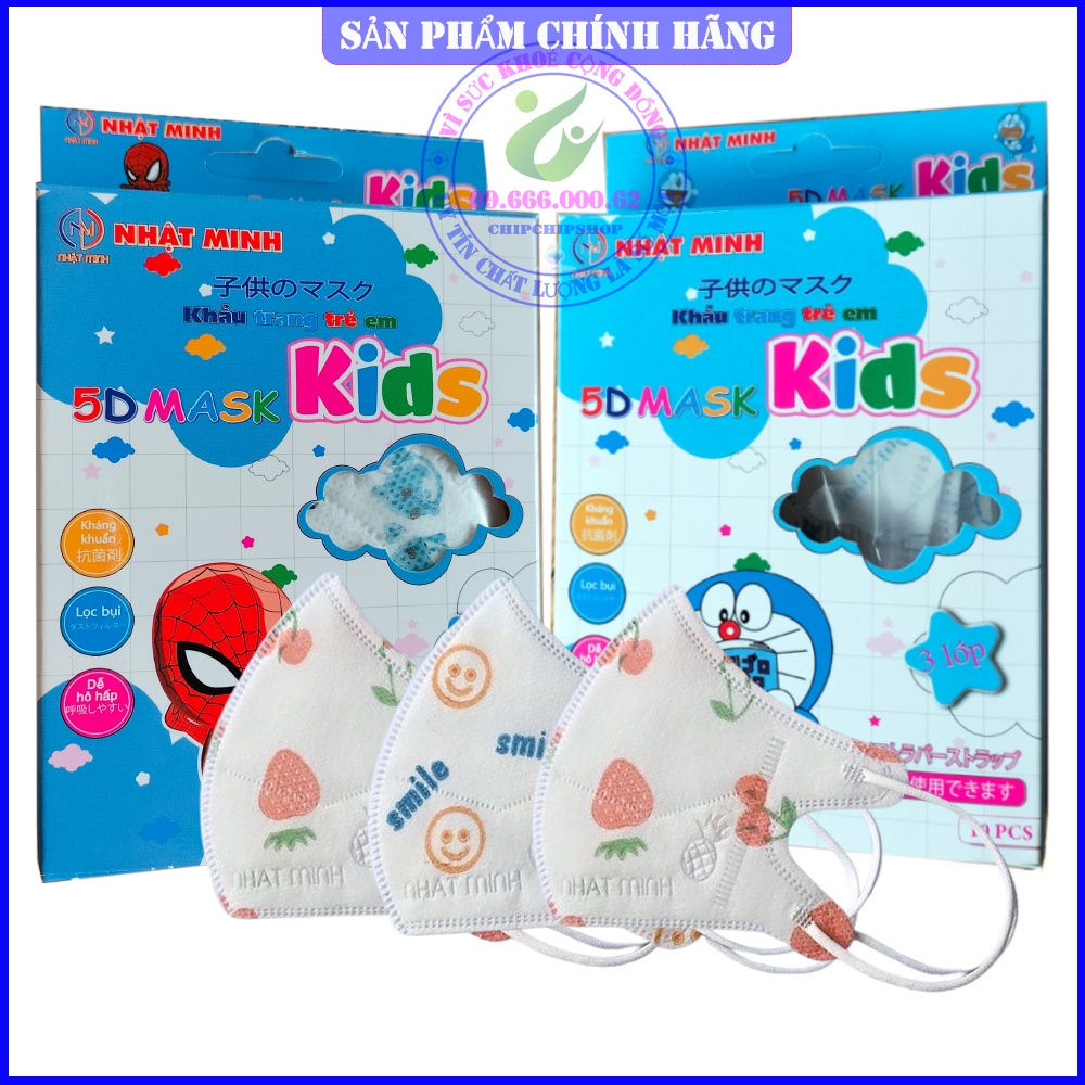 [Hộp 10 Cái] Khẩu Trang 5D Kids Mask kháng khuẩn chống bụi mịn Nhật Minh Moon Kitty 3D 4D 6D 3M KF94