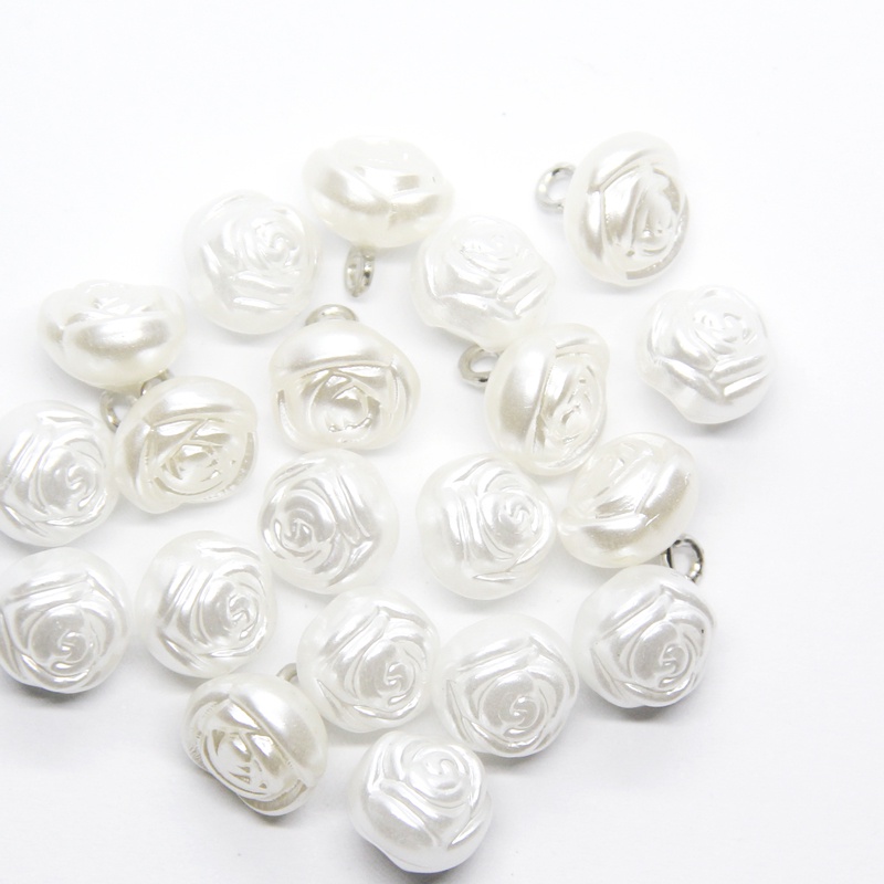 Set 20 Nút Áo Hình Hoa Hồng Đính Ngọc Trai Giả 10Mm