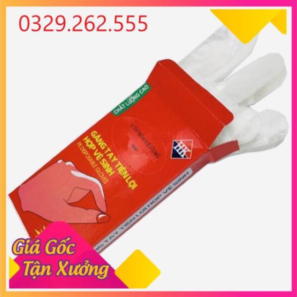 (Sale Khủng)  [100c/1hộp] 1 hộp găng tay nilong dùng 1 lần cực kì tiện lợi