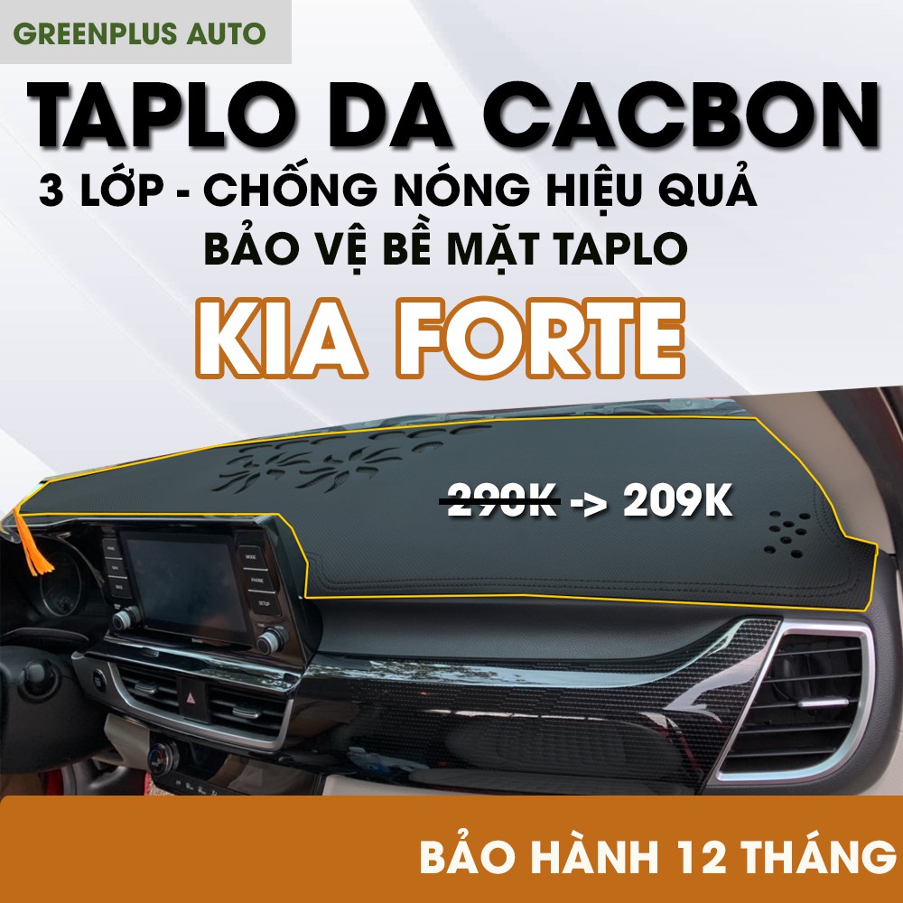 Thảm Taplo ô tô Kia Forte da vân Cacbon 3 lớp
