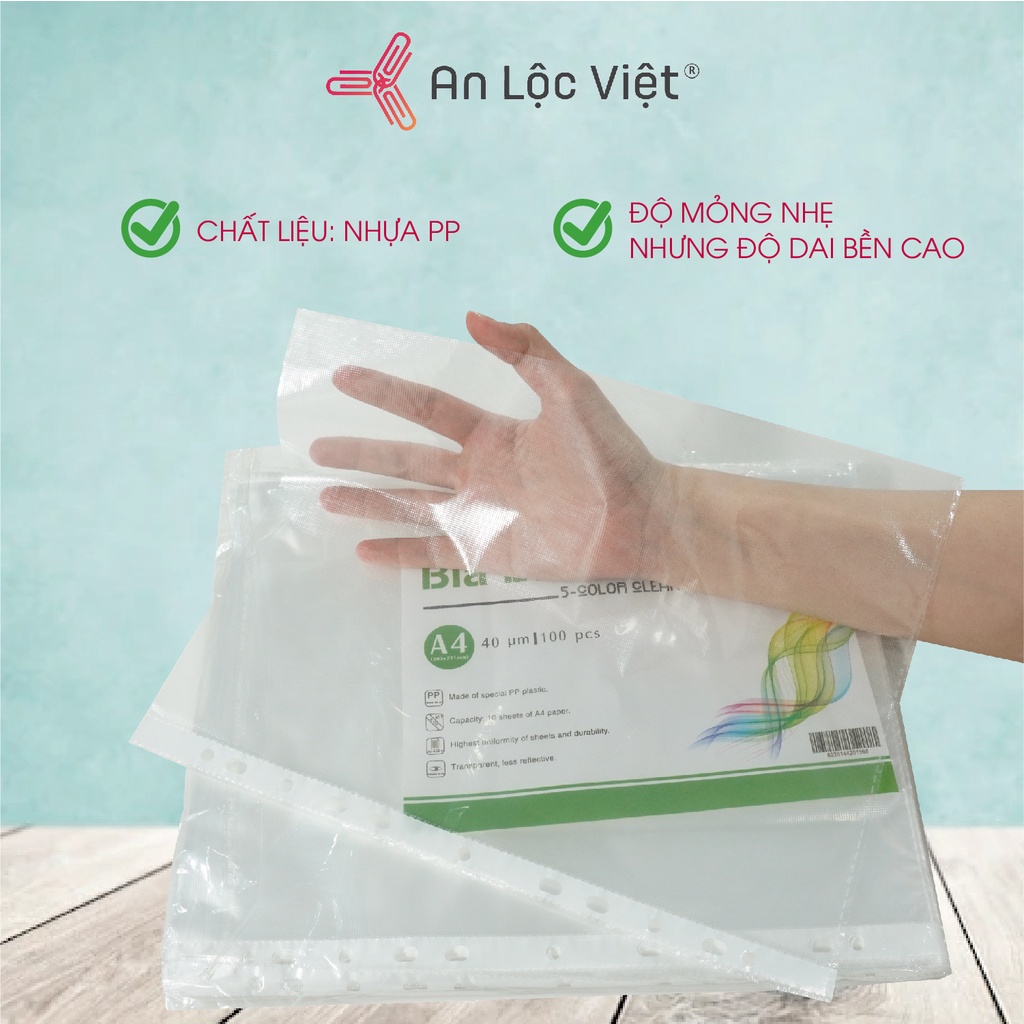 Bìa lỗ - File lỗ ngũ sắc A4 400gr / 460gr (100 tờ)