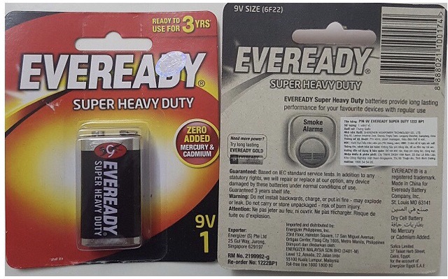 Pin vuông 9V Eveready 1222- Vỉ 1 viên