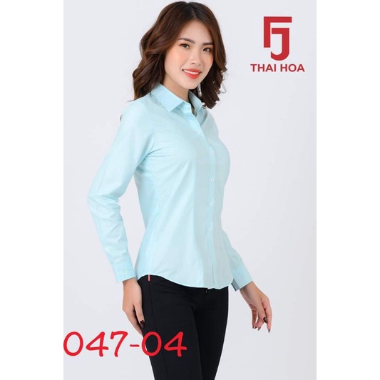 Áo thái hòa tay dài (xanh ngọc trơn) 047-04