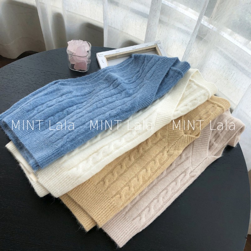 Áo Gile Len Vặn Thừng Cổ V Ullzang Chất Đẹp