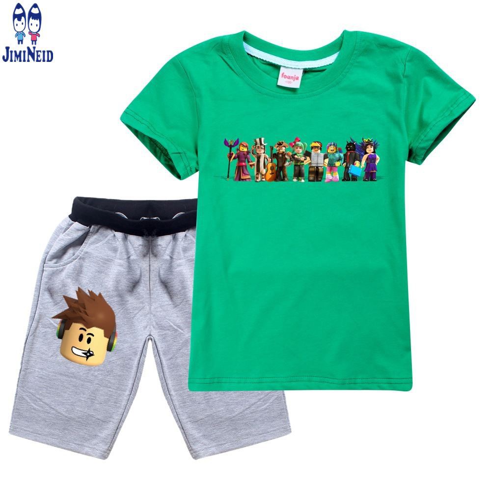【JD】Summer hot sale ROBLOX Baby Boy Girls Clothes Short-sleeved cotton T-shirt + shorts 2-piece set