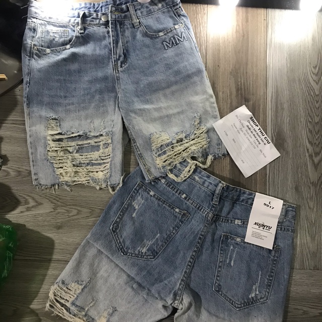 Quần jeans  ngố rách