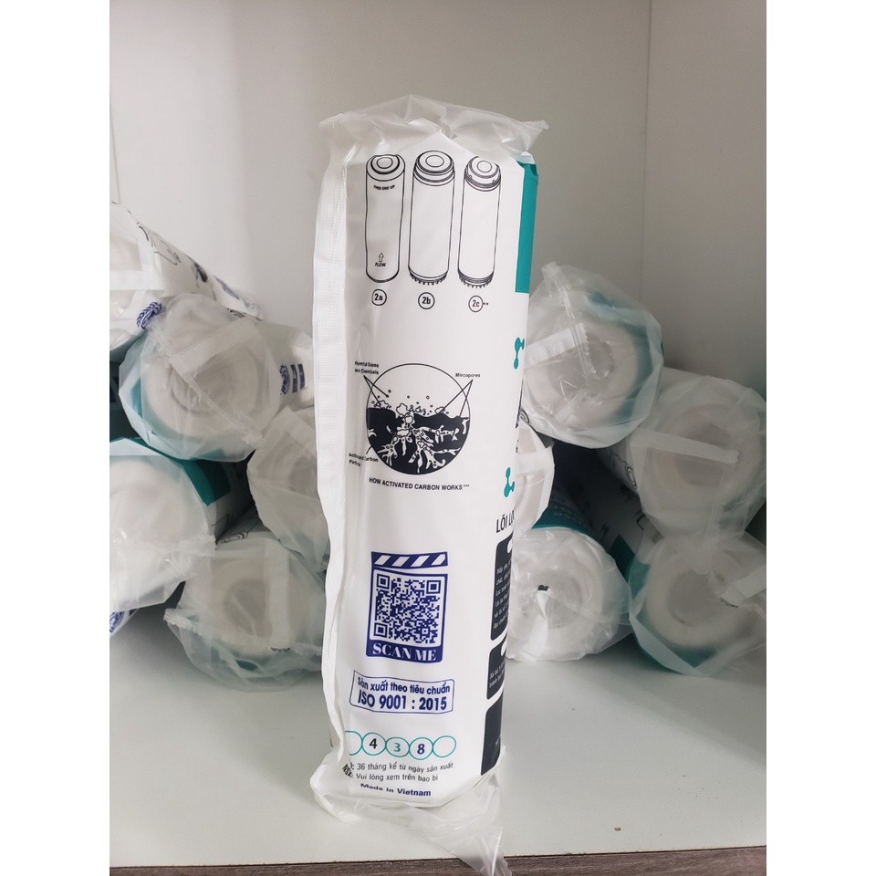 Combo 2 lõi lọc nước Aqua số 2 - Loại 10 inch - than hoạt tính (thay được cho các loại máy R0)