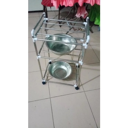 kệ để nồi,chảo inox 4,5 tầng loại có bánh xe(kèm ảnh thật)