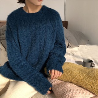 Áo len nữ trơn vặn thừng Vintage nhẹ nhàng đơn giản Hàn Quốc Có ảnh thật