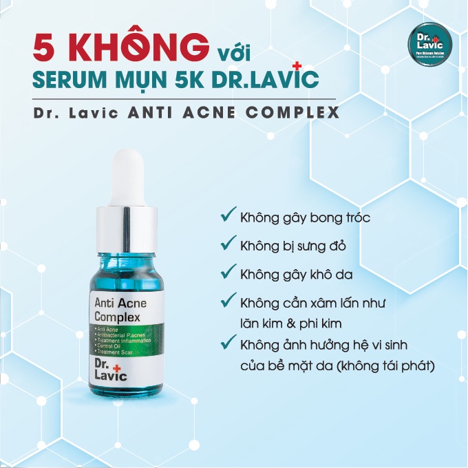 Serum dưỡng da Dr.Lavic Anti Acne Complex ngăn ngừa mụn trắng da thu nhỏ lỗ chân lông công nghệ USA  8ml DR906