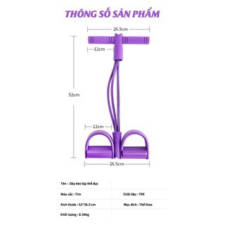 Xả kho Dây Kéo Đàn Hồi 4 Ống Cao Su Tập Thể Dục, Dụng Cụ Tập Thể Dục Tại Nhà, Tập Gym Tập Bụng Tại Nhà