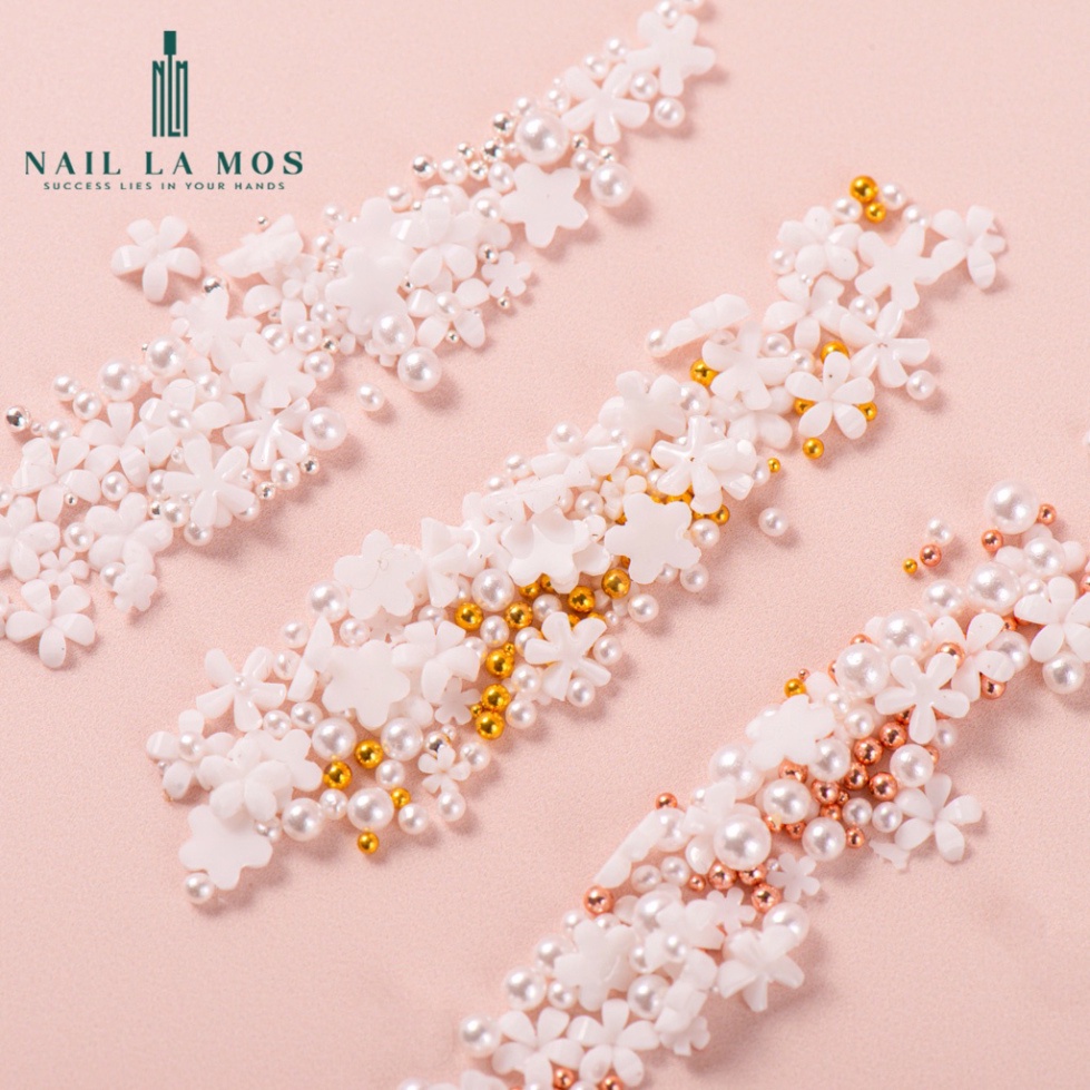 Khay hoa bi mix màu trang trí đính móng làm đẹp nail mi theo phong cách Hàn Nhật shop hnnail
