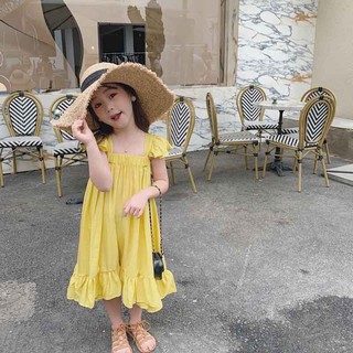Váy chun ngực bèo vai bé gái