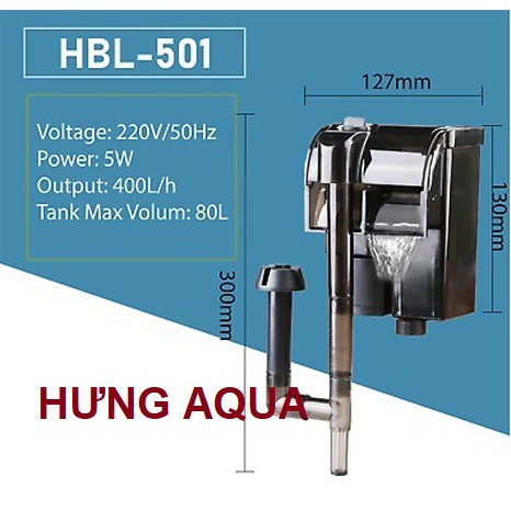 Lọc thác treo bể cá mini SUNSUN HBL 301, 501 701 tiết kiệm điện tích hợp lọc váng (chính hãng)