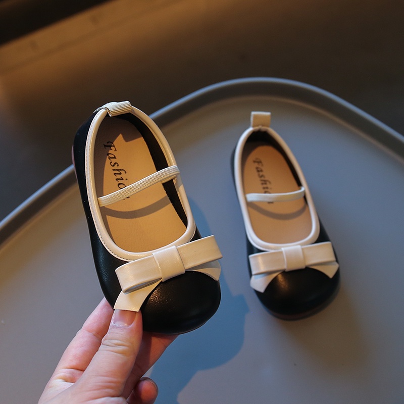 Giày Búp Bê Da Đế Mềm Đính Nơ Xinh Xắn Cho Bé Gái 2-12 Tuổi