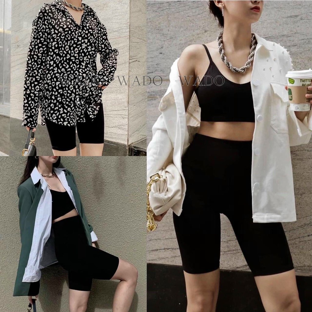 Quần Legging rainbow dài, short màu đen Wado chất thun ôm bó sát co giãn tốt