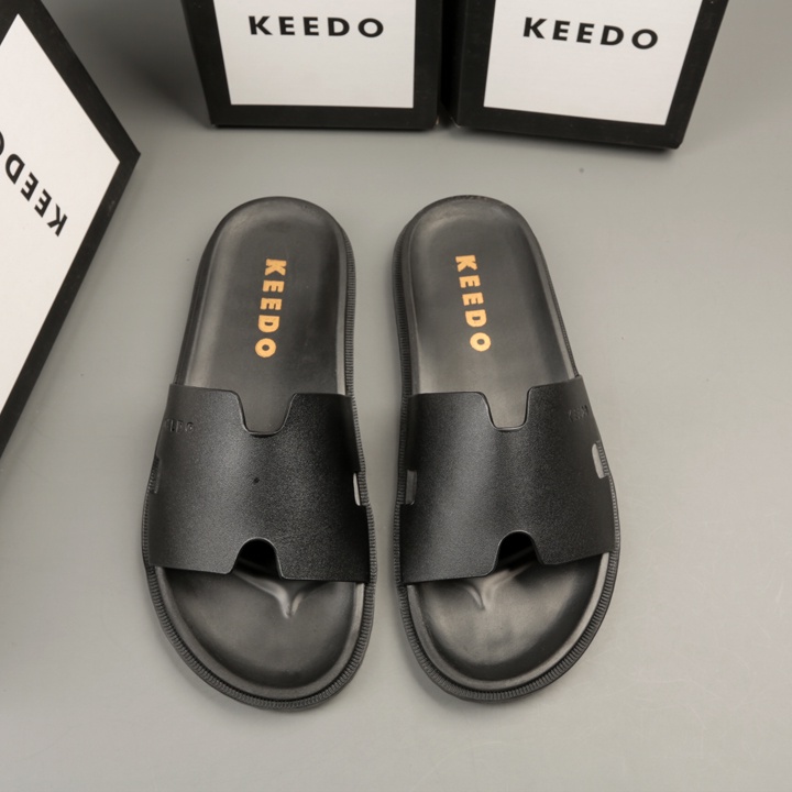 Dép quai ngang nam chữ H da bò thật KEEDO KD369 Full box