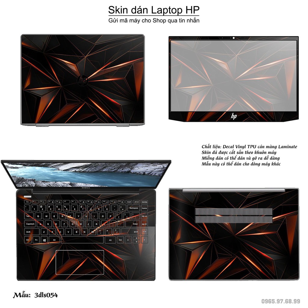 Skin dán Laptop HP in hình 3Ds (inbox mã máy cho Shop)