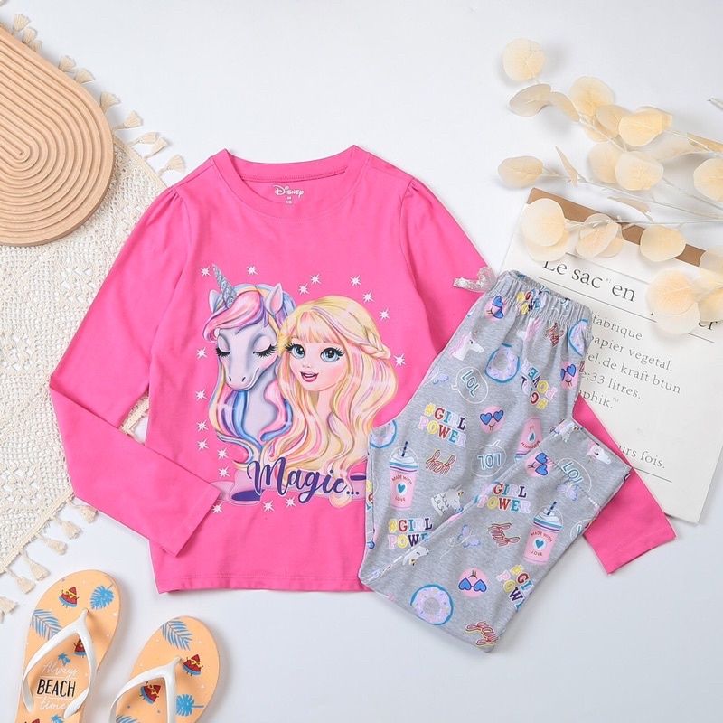 Đồ Bộ Thun Tay Dài Bé Gái Từ 3-12 Tuổi,Bộ Thun Trẻ Em Vải Xuất Dư 100% Cotton Co Giãn 4C Mềm Mại Size 25-45 kg