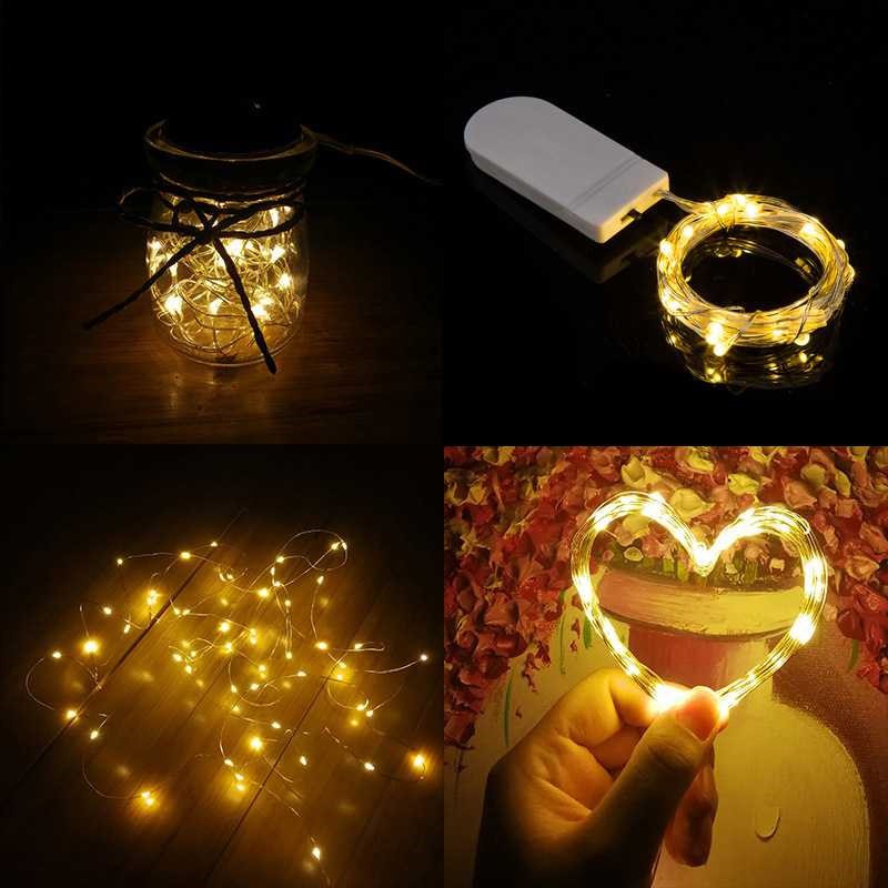 Dây Đèn Led Trang Trí Đom Đóm FairyLight Dây Kẽm Tặng Kèm Pin 5M 100 Bóng Có Nhiều Màu Lựa Chọn