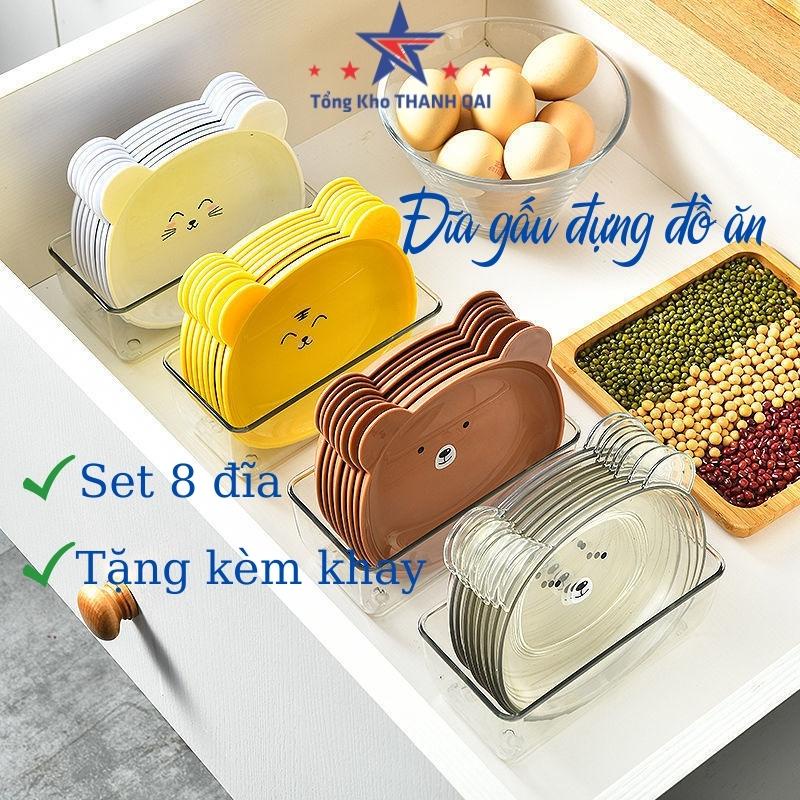 Đĩa đựng đồ ăn decor trang trí đẹp set 8 đĩa tặng kèm khay đựng