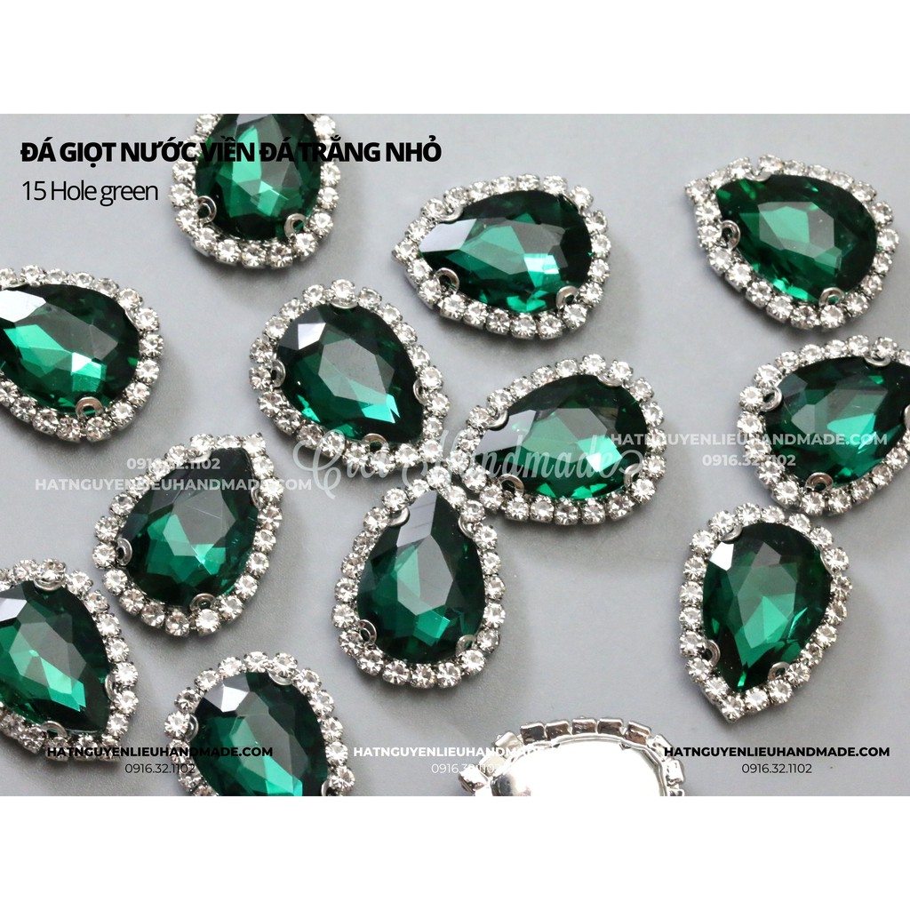 Đá giọt nước viền đá trắng nhỏ size nhỏ đến đại đế trắng có lỗ khâu link 2/2 Cici Handmade nguyên liệu DIY hạt đính kết