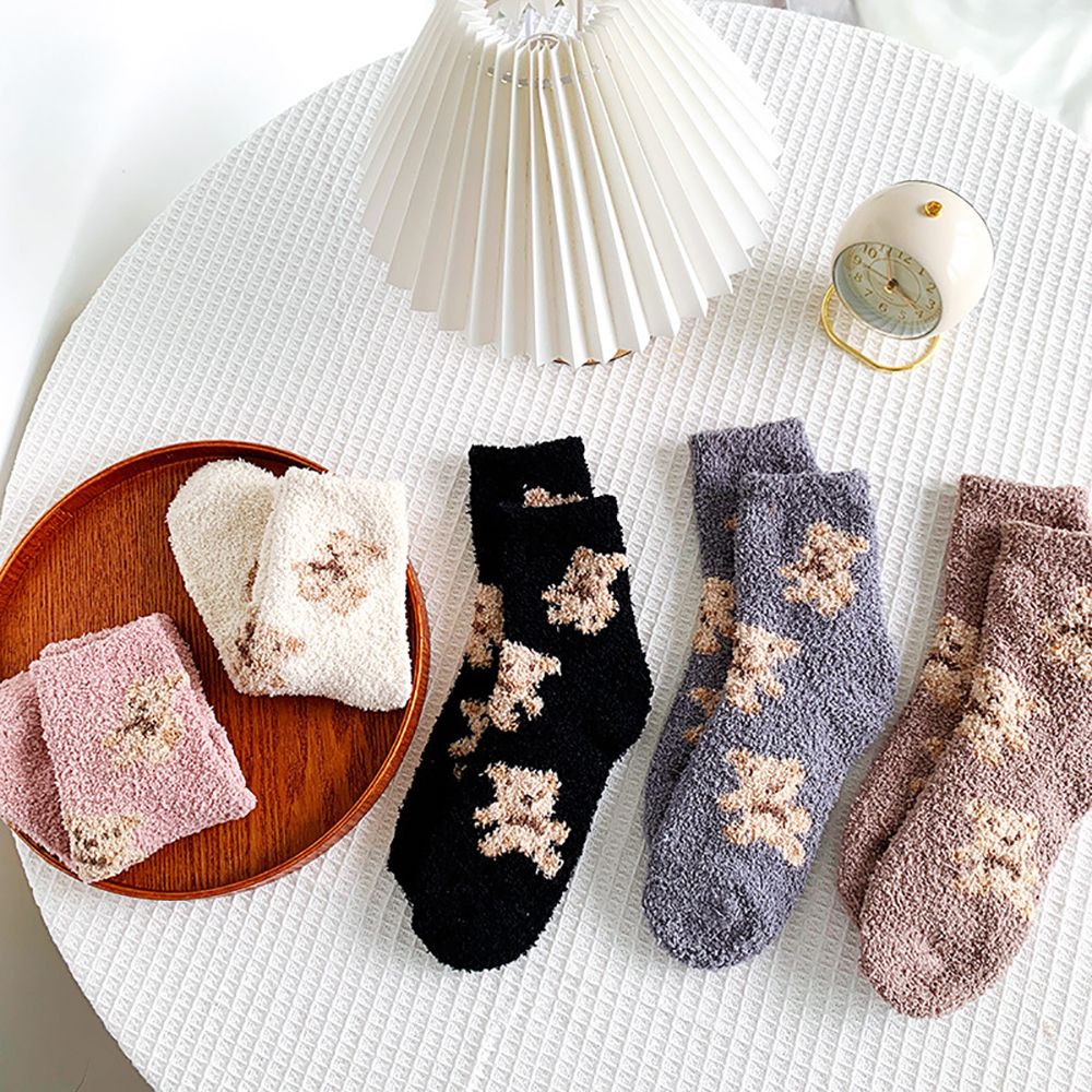 Vớ nhung san hô hình gấu dễ thương thoải mái nhiều màu thời trang cho nữ