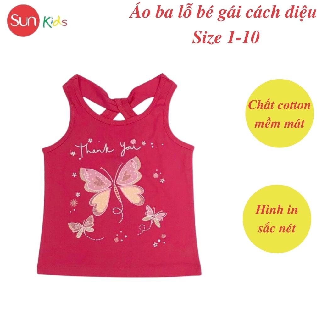 Áo thun bé gái, áo phông bé gái dáng ba lỗ, chất cotton, nhiều màu, size 1-10 - SUNKIDS1