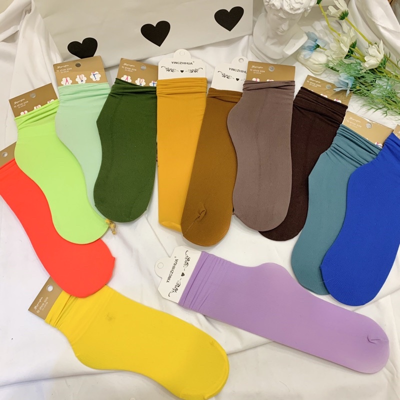 CHUNI Store Tất Vớ trơn thun lạnh co dãn mát mẻ hàng có sẵn