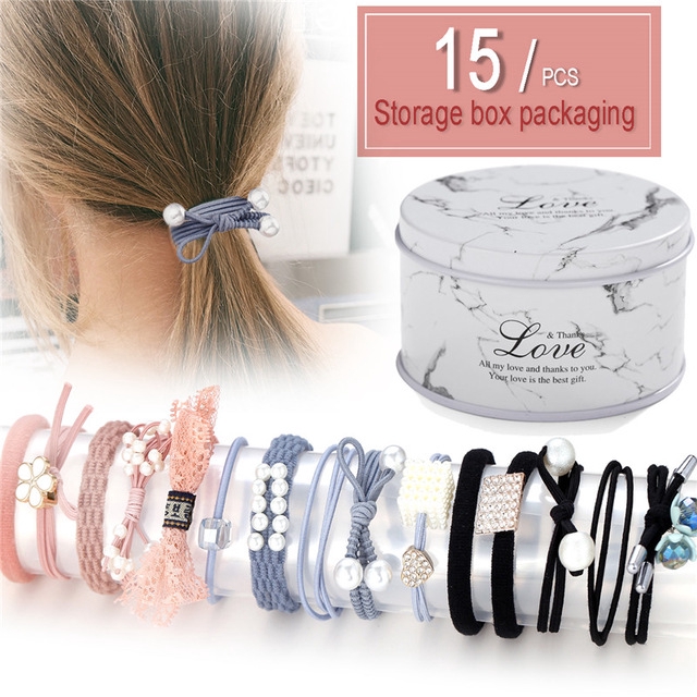 Set Dây Buộc Tóc Đính Ngọc Trai Nhân Tạo Và Bông Hoa Thời Trang Cho Nữ