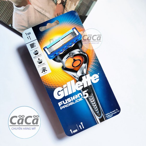 [Chính hãng] Dao cạo râu cao cấp 5 lưỡi Gillette Fusion Proglide (1 Cán Dao + 1 Lưỡi Dao + 1 Đầu bảo vệ) - Đức