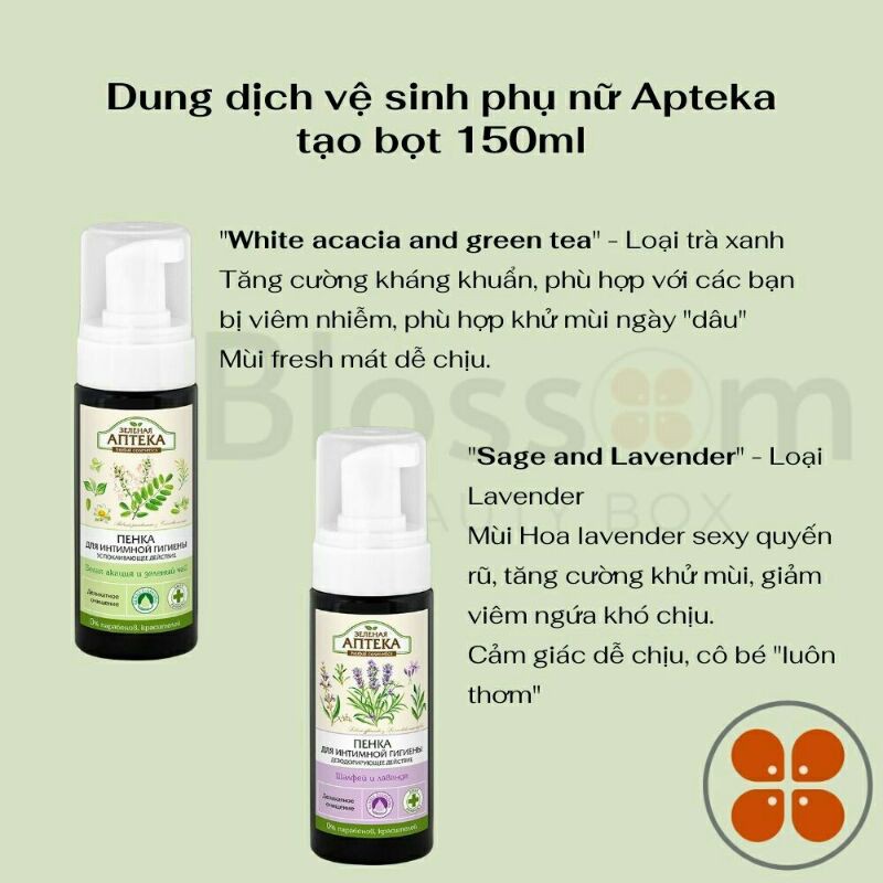 Dung Dịch Vệ Sinh tạo bọt Apteka Green Pharmacy 150ml của nga