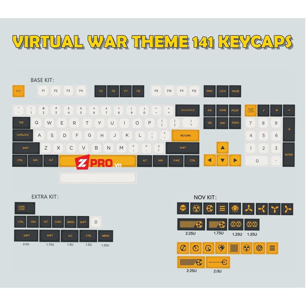 Bộ Keycap PBT Virtual War 141 Keys