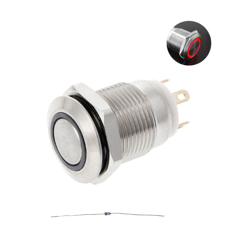 Nút Nhấn Kim Loại Có Đèn Led 12mm 3a / 220v Dc