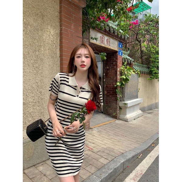 Váy len kẻ dệt kim, váy len co giãn mặc siêu thoải mái | BigBuy360 - bigbuy360.vn