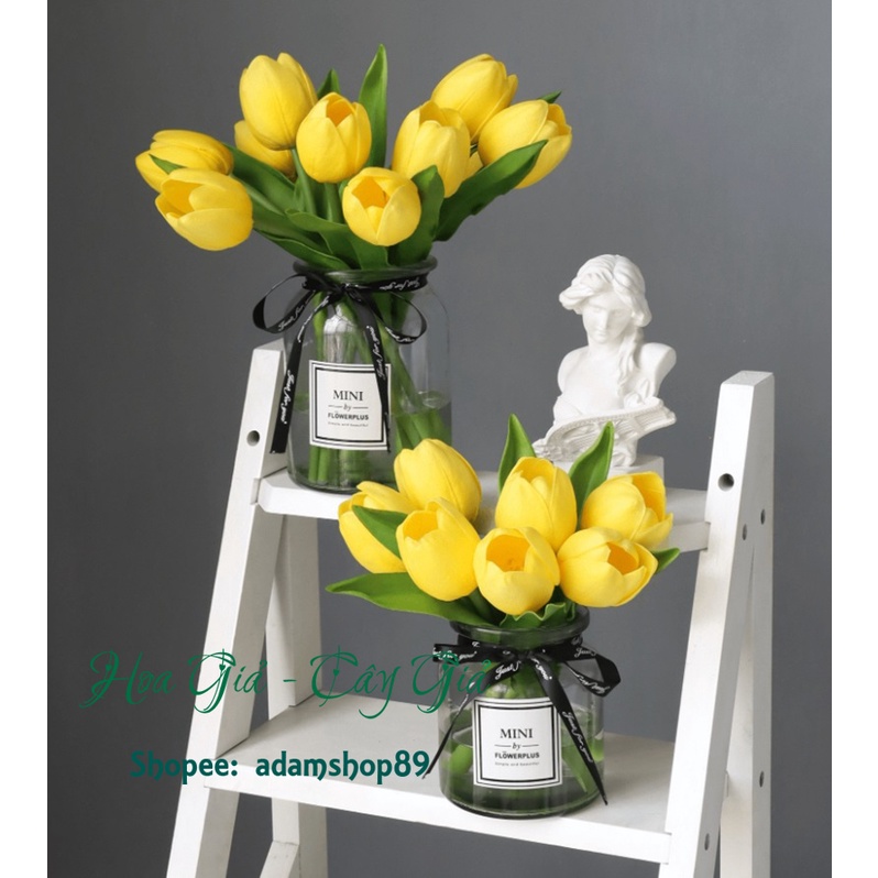 Hoa giả _ Hoa tulip silicon  dùng làm bó hoa tay cầm cô dâu
