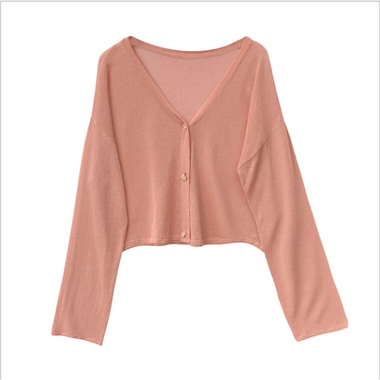Áo len lụa mỏng khoác ngoài cardigan mùa hè cho nữ đi chơi đi du lịch 3 khuy cài MSP468 | BigBuy360 - bigbuy360.vn