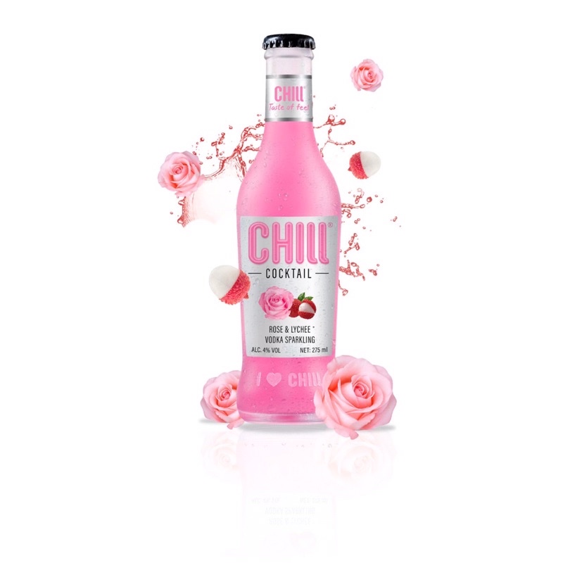Nước Trái Cây Lên Men Chill Cocktail Rose &amp; Lychee Vodka Sparkling 4% 275ml-Vị Vải